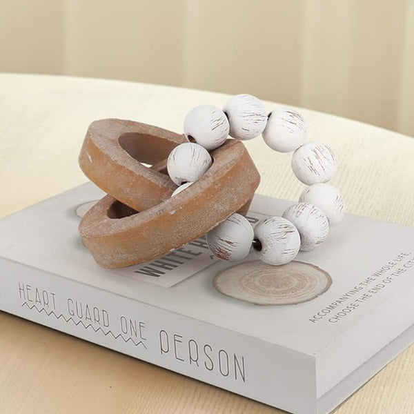 1PC wooden decorative ornaments three-ring creative ring bead crafts wooden chain link suitable for farmhouse table decoration suitable for bohemian home decoration