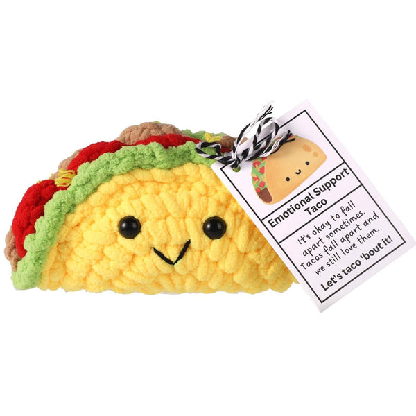 1PC Handmade Knitted Corn Roll Emotional Support Plush Toy with Positive Words Inspirational Gift Encouragement Ornament for Friends and Family